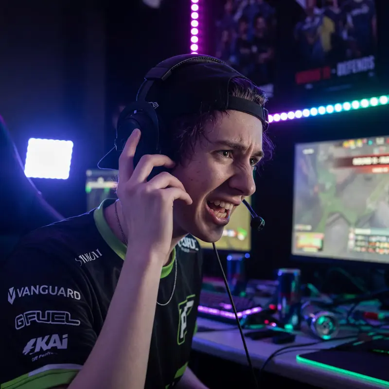 Player calling plays into a headset mic
