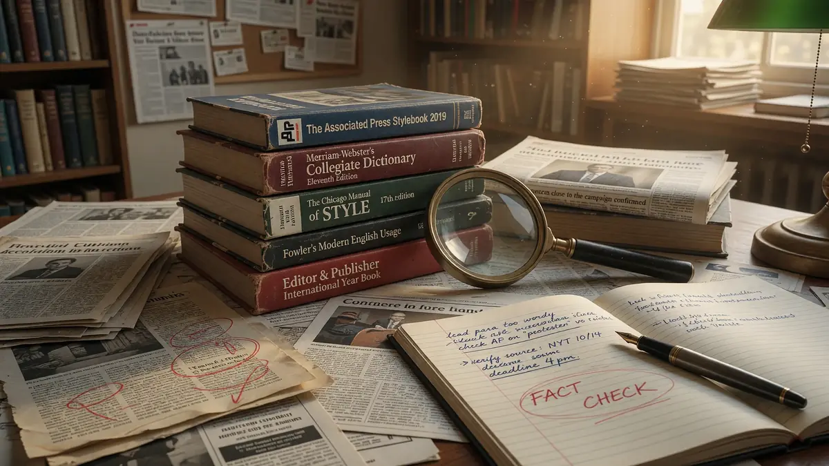 Editorial reference books and magnifier